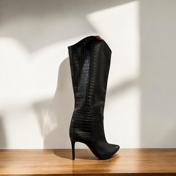SCHUTZ Maryana Crocodile-Embossed Leather Boot SIZE9 - Picture 4 of 7
